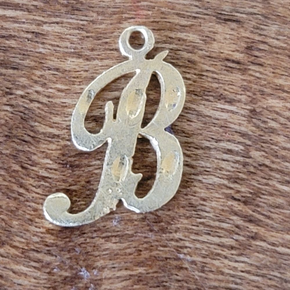Cursive Capital Letter B 14k yellow gold mini pendant fine jewelry mother annive